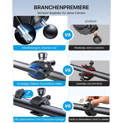 Motorrad Handyhalterung Diebstahlschutz Anti-Vibration Fahrradhalterung Schwarz