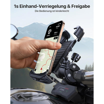 Motorrad Handyhalterung Diebstahlschutz Anti-Vibration Fahrradhalterung Schwarz
