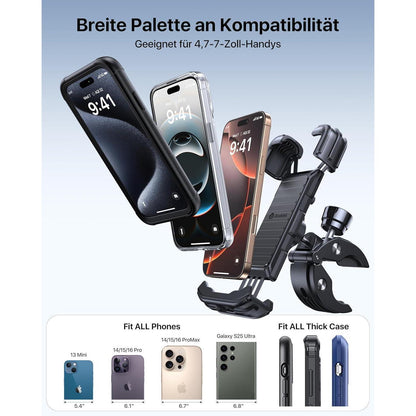 Motorrad Handyhalterung Diebstahlschutz Anti-Vibration Fahrradhalterung Schwarz