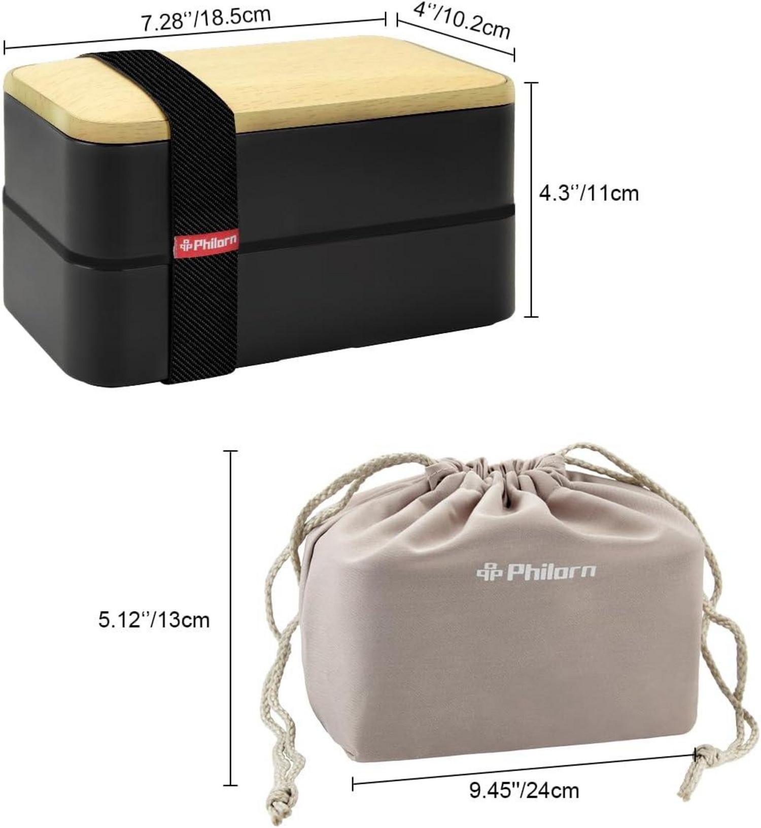 Philorn Bento Box Lunchbox Japanisch Besteck Mikrowellengeeignet 1200ml