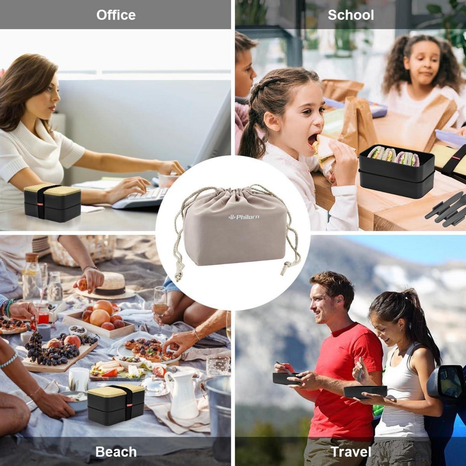 Philorn Bento Box Lunchbox Japanisch Besteck Mikrowellengeeignet 1200ml