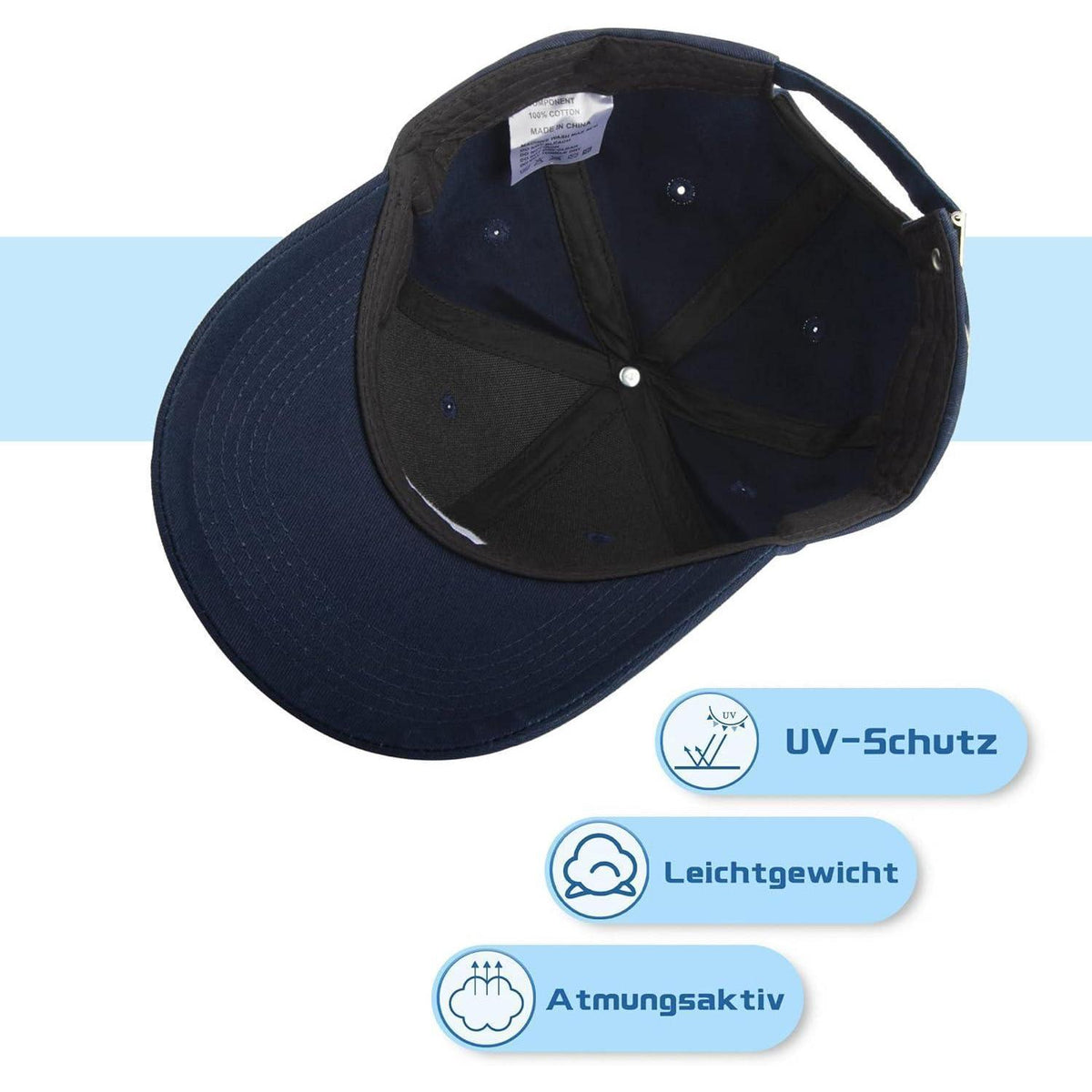 Baumwoll Baseball Cap Damen Herren Atmungsaktiv Dunkelblau