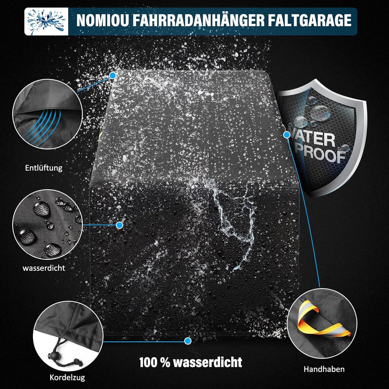 Fahrradanhänger Abdeckung Wasserdicht 140x88x92cm flexibles Design
