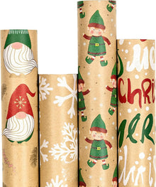 Weihnachtsgeschenkpapier Kraftpapier Santa Wichtel Snowflake Xmas 4