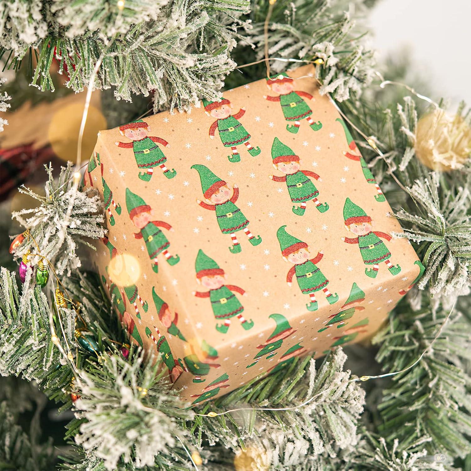 Weihnachtsgeschenkpapier Kraftpapier Weihnachtsmotiv 4 Rollen 76x305