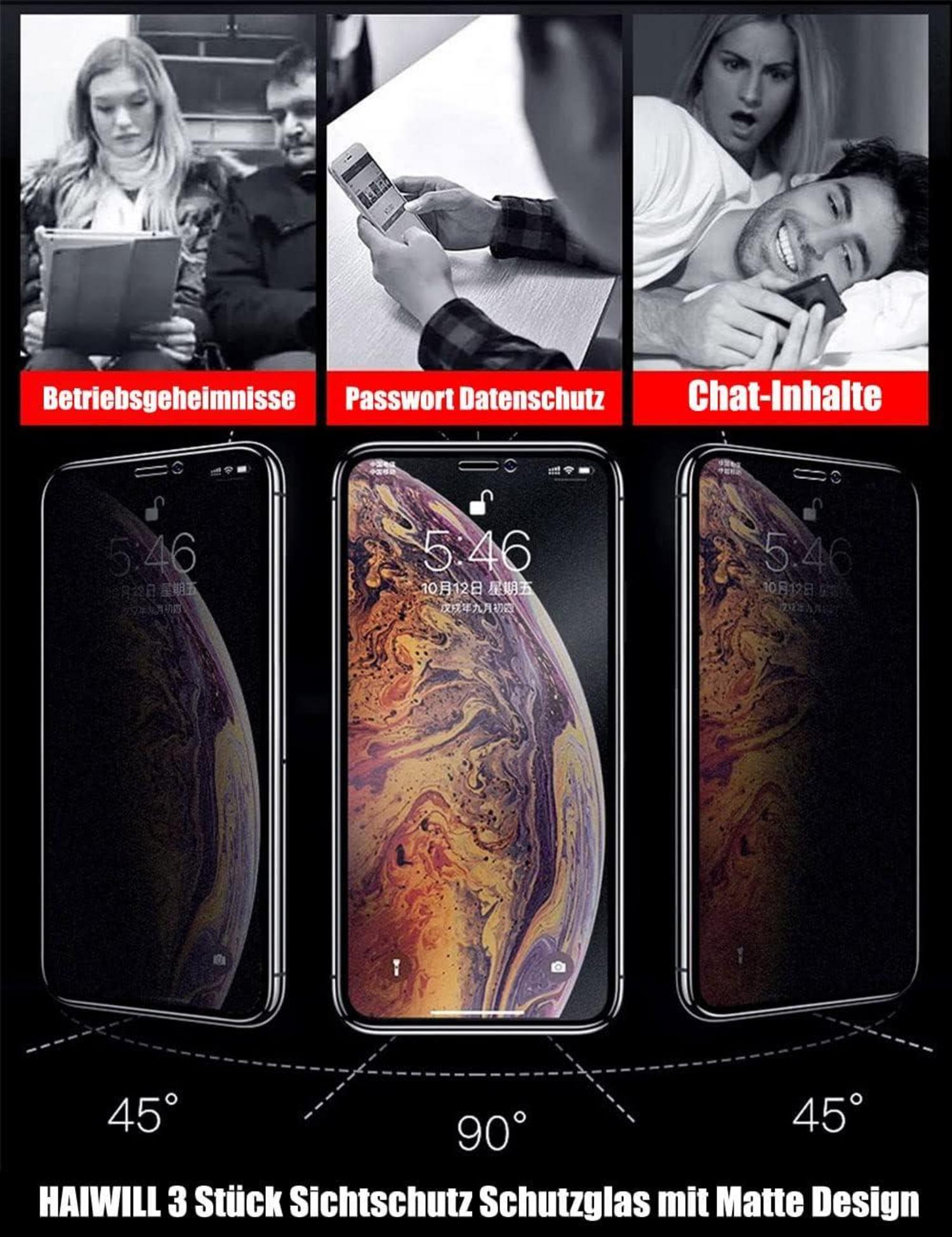 3er Pack mattes Privacy Schutzglas für iPhone 12 Pro Max