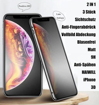 3er Pack iPhone 12 Pro Max Matt Schutzfolie Blickschutzfolie 9H Gehärtetes Glas