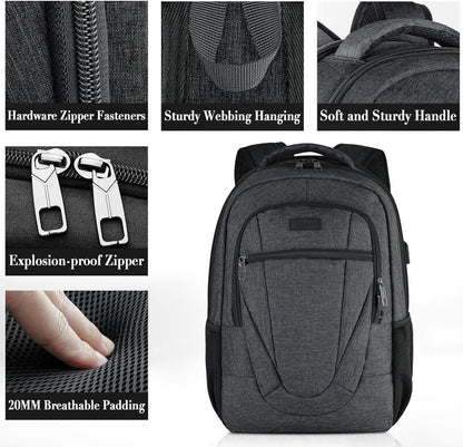 BIKROD Herren Rucksack 17.3 Zoll USB Ladeanschluss Schwarz