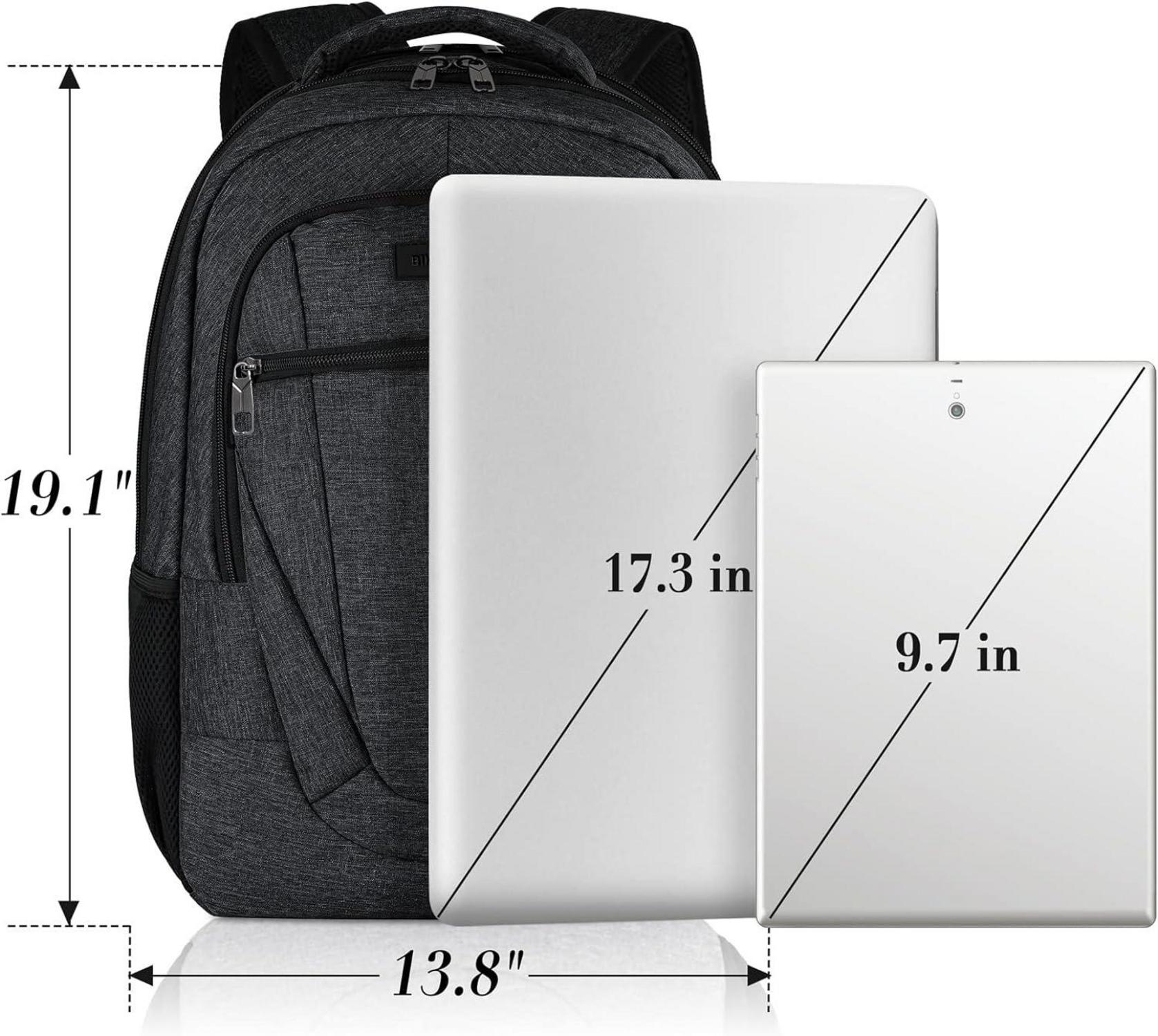 BIKROD Herren Rucksack 17.3 Zoll mit USB Ladeanschluss und Anti Diebstahl Tasche