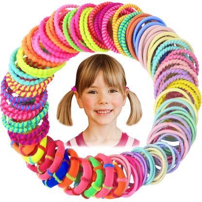 100 Stück Bunte Elastische Haargummis Mädchen Haarband Set