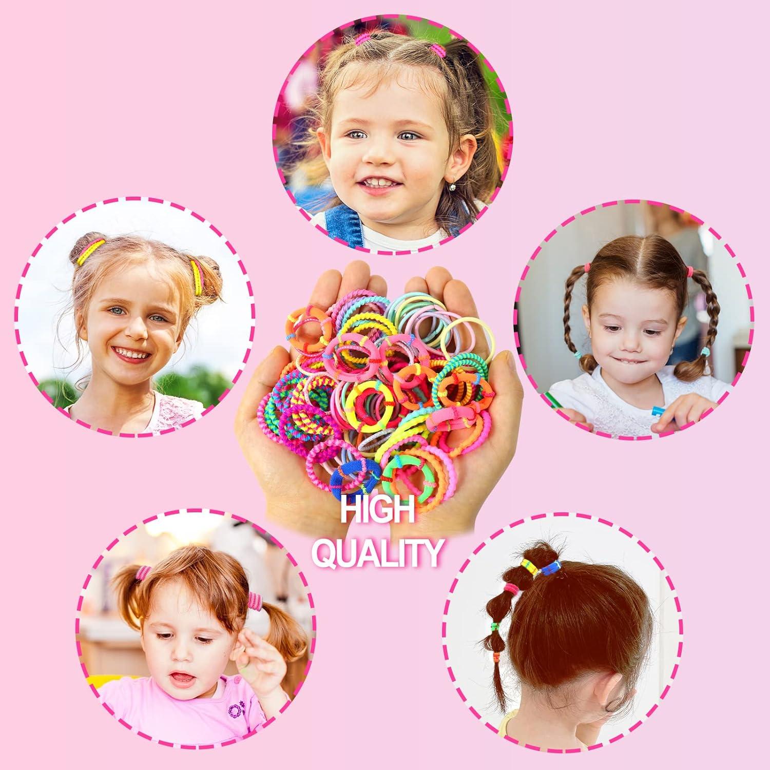 100 Haargummis Mädchen Set bunte Elastische Kinder Baby Haarschmuck