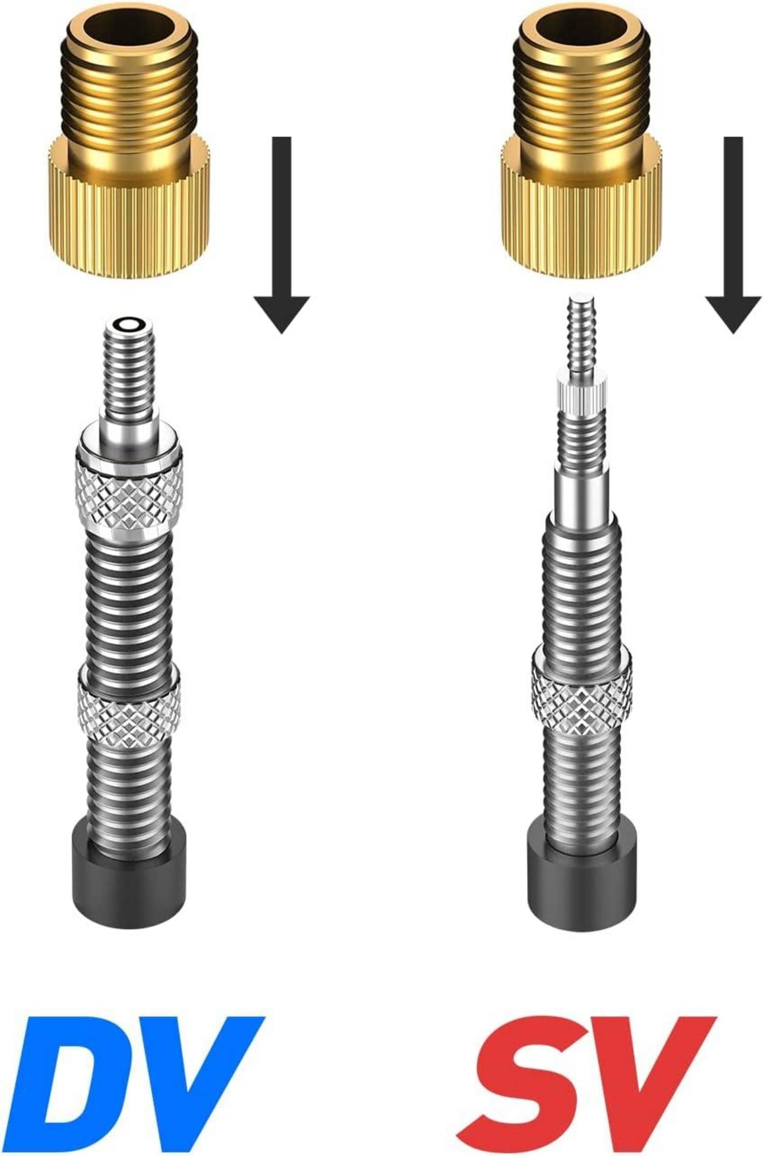Fahrradventil Adapter 2er Set DV SV auf AV mit Dichtring