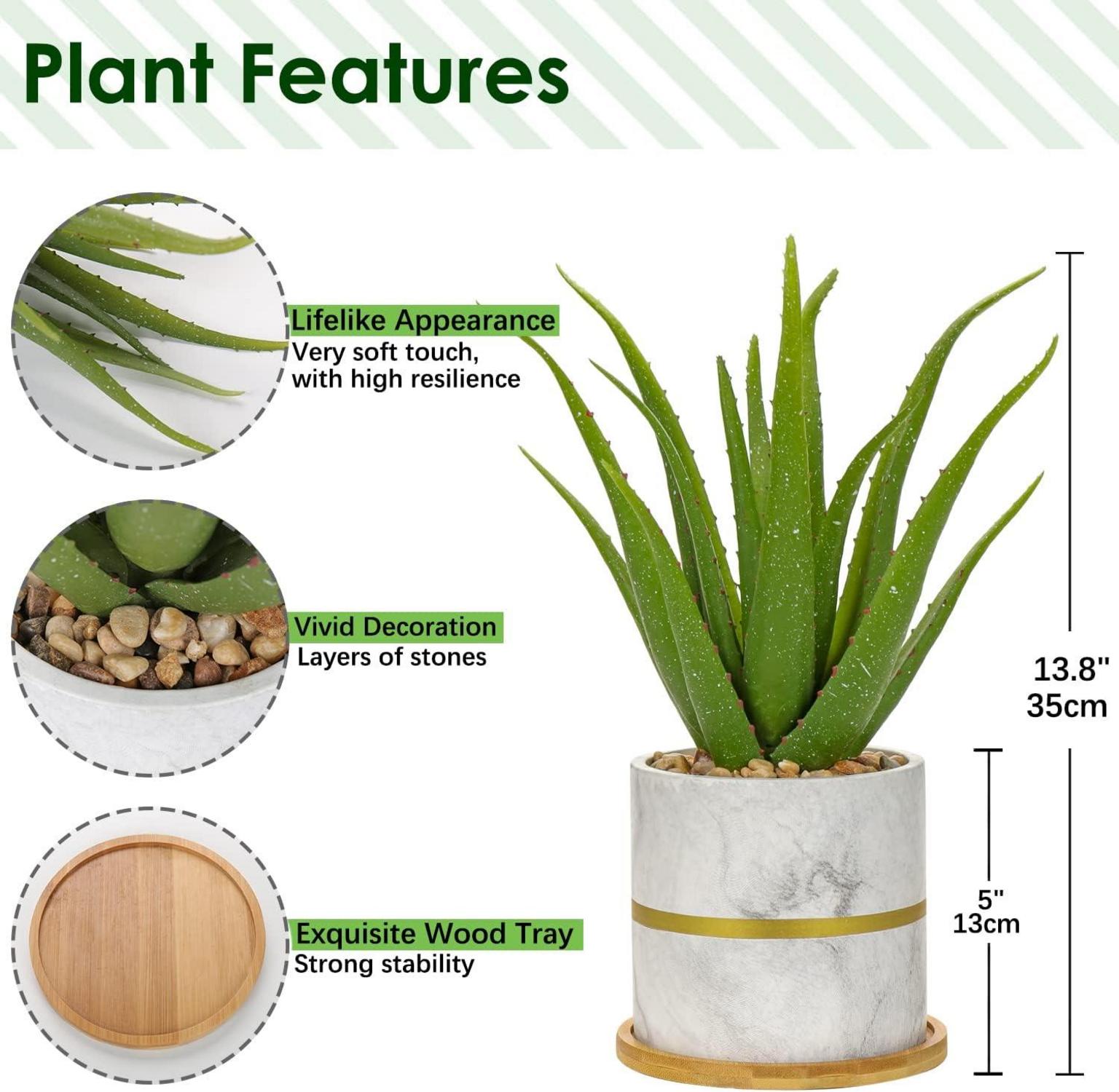 Künstliche Aloe Vera Kunstpflanze im Keramiktopf Höhe 35cm