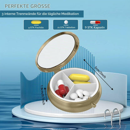Retro Pillendose Set (2er Pack) mit Spiegel – Bronze