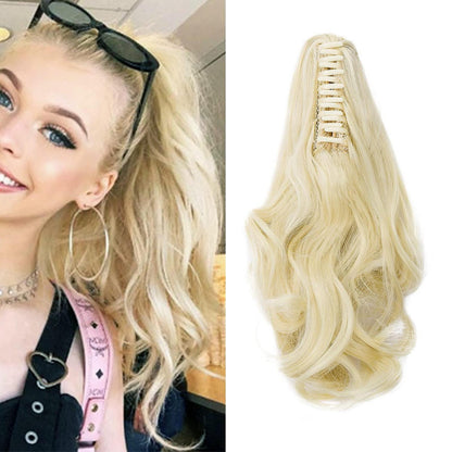 Welliges Clip-in Zopf, Bleichblond, 30cm Haarverlängerung