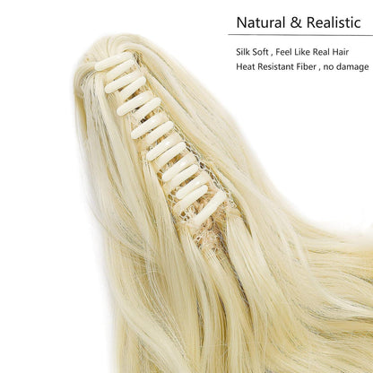Welliges Clip-in Zopf, Bleichblond, 30cm Haarverlängerung