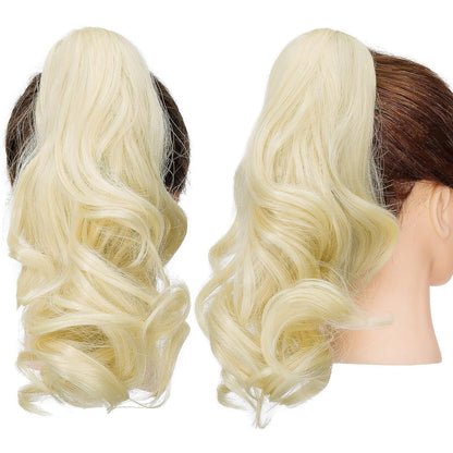 Welliges Clip-in Zopf, Bleichblond, 30cm Haarverlängerung