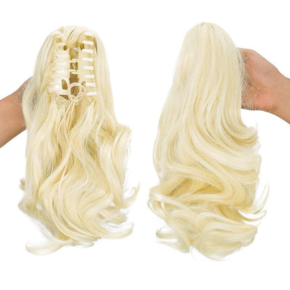 Welliges Clip-in Zopf, Bleichblond, 30cm Haarverlängerung