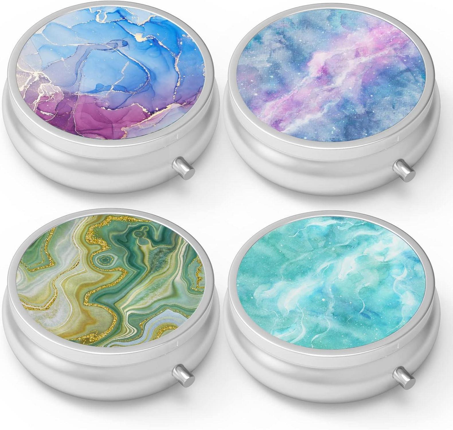 Pillendose tragbar dekoratives Metall 3 Fächer Organizer Vitamin