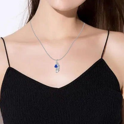 GW Kette Damen Silber 925 Halskette Mit Feder Anhänger
