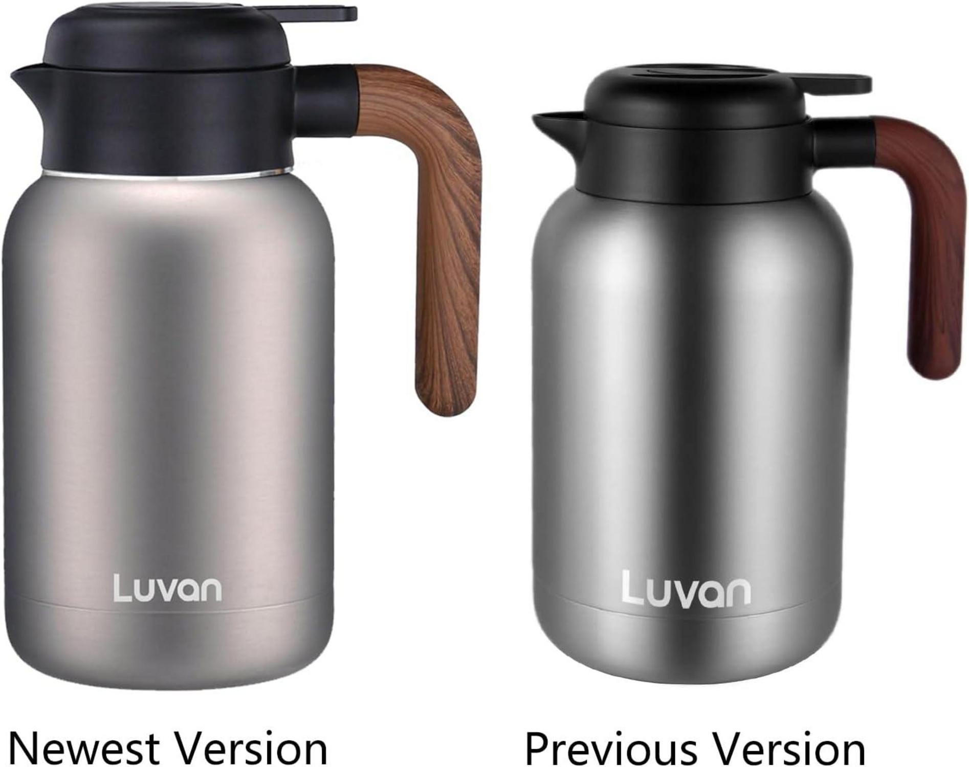 Luvan 2L Thermoskanne Edelstahl Doppelwand Isoliert Kaffee Tee Saft Plunger Silber