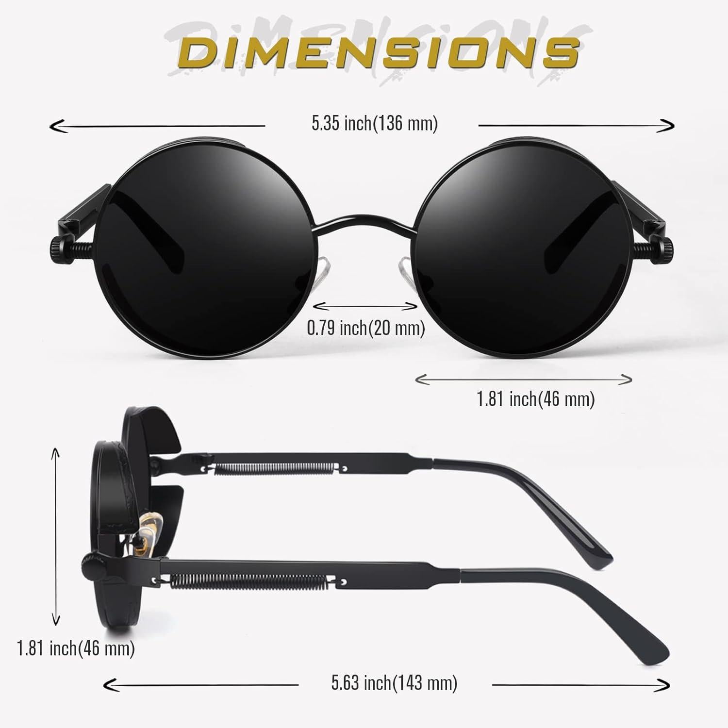 Polarisierte Steampunk Sonnenbrille UV400 Herren Damen Retro Rund