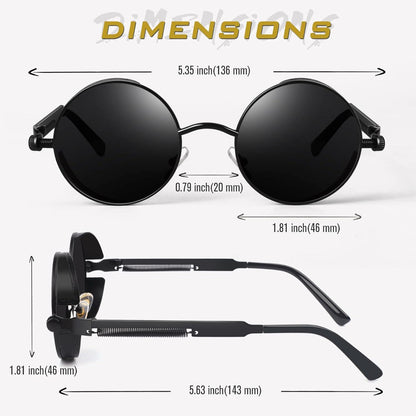 Polarisierte Steampunk Sonnenbrille UV400 Herren Damen Retro Rund
