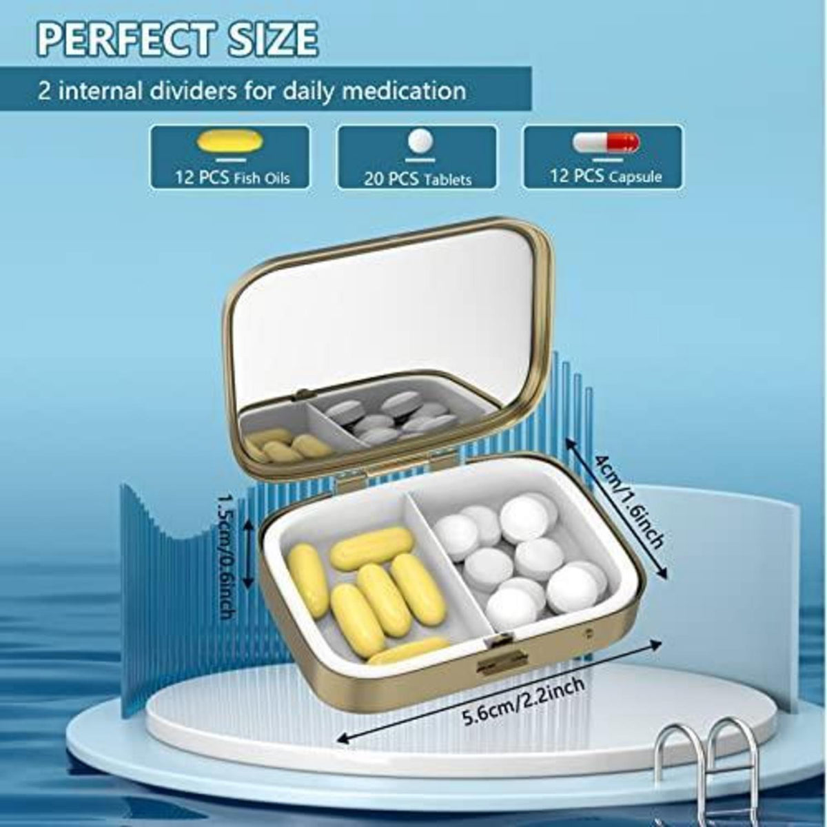 Retro Pillendose mit Spiegel – 2er Set für Vitamine & Reise