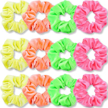 Neon Haargummis 80er Jahre Samt Scrunchy für Haare 12 Stück