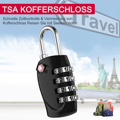 ZHEGE TSA Kofferschloss 4 Stellig Schwarz - Kleines