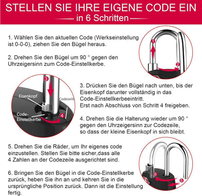 ZHEGE Kofferschloss 4 Stellig TSA für Koffer Rucksack Gepäck Schwarz