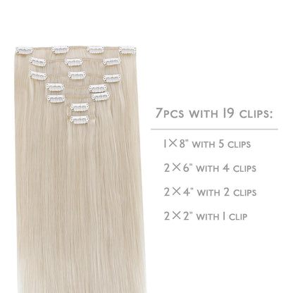 Echthaar Clip-Ins Platinblond 60cm 120g
