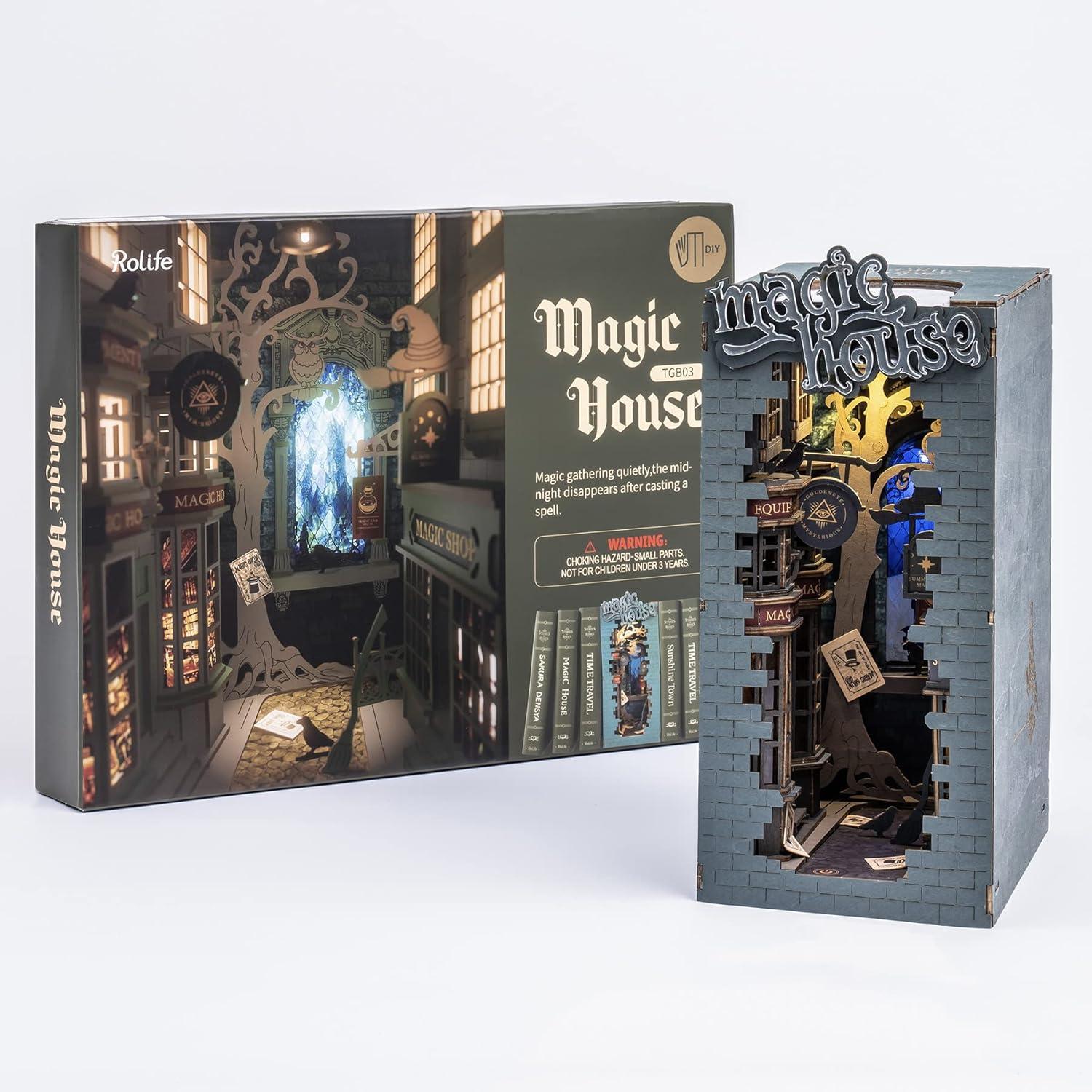 3D Holzpuzzle DIY Bücherecke Bausatz für Bücherregal Dekor
