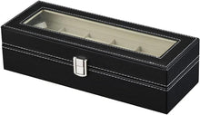 Uhrenbox Herren für 6 Uhren mit Glasfenster aus PU Leder