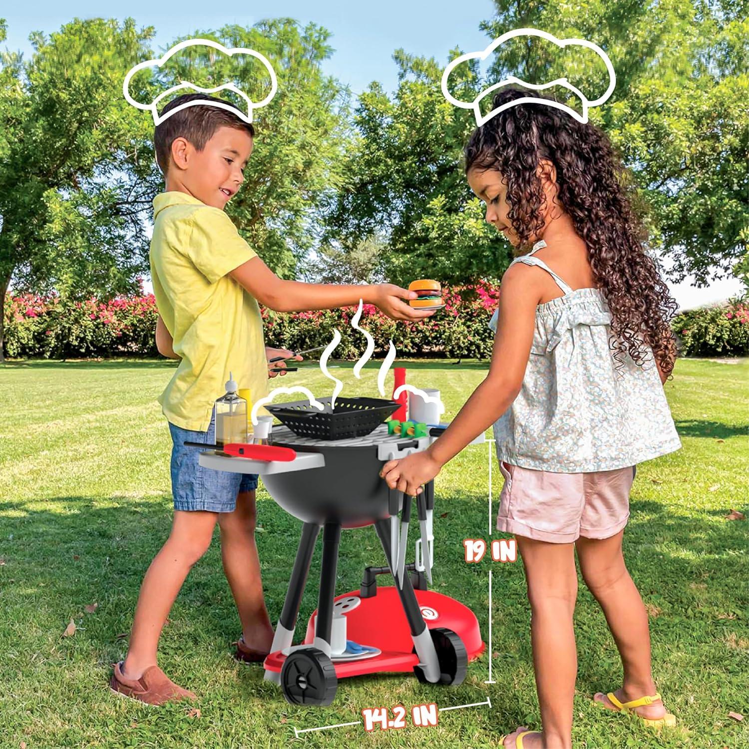 Spielzeug BBQ Grill Set 34-teilig für Kinder, Kugelgrill Playset