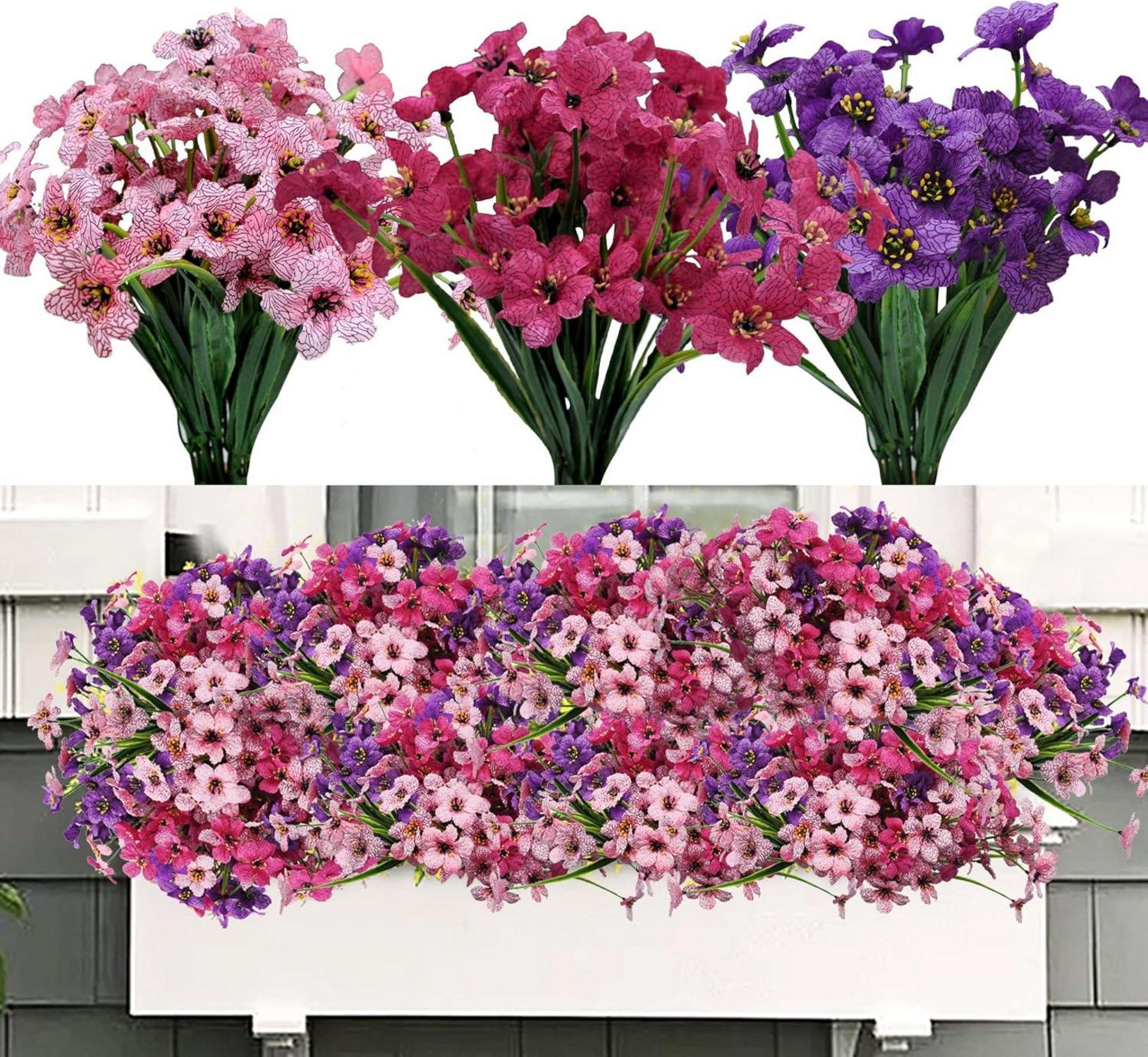 Künstliche Balkonblumen | Wetterfest & UV-beständig | 9er Set