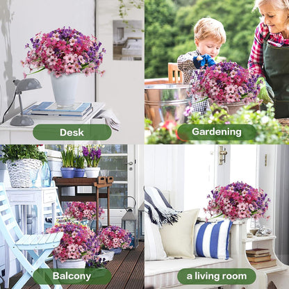 ROLLWAY 9er Set Kunstblumen für Balkon Deko, Wetterfest, UV-beständig, 3 Farben