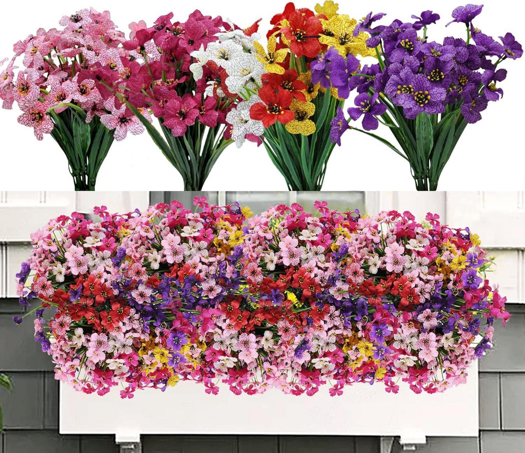 9er Set Künstliche Balkonblumen UV-beständig Wetterfest