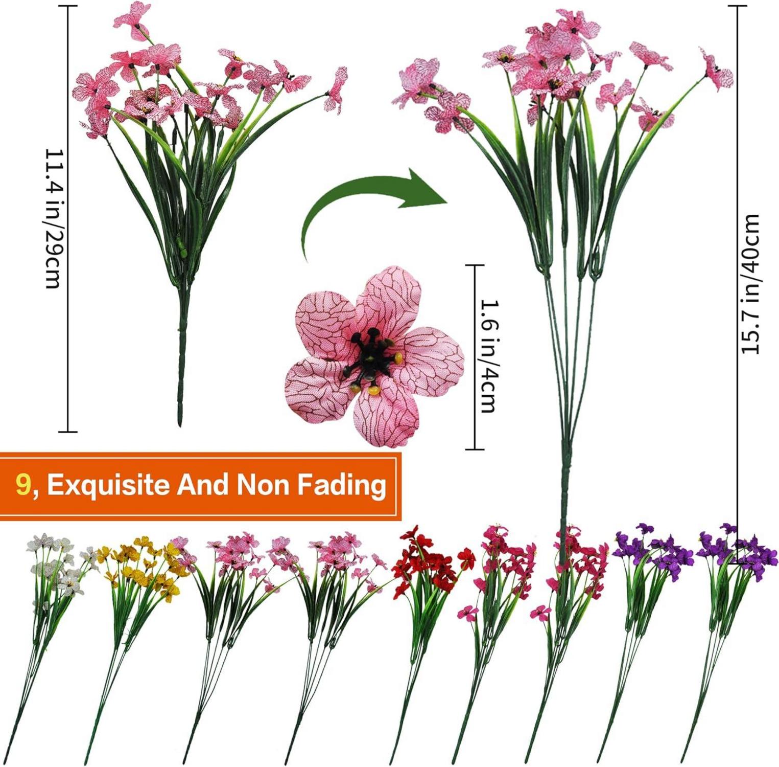 Kunstblumen Balkon Dekoration Wetterfest 9er Set lila rosa