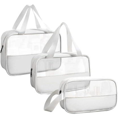 Kosmetiktasche Transparent PVC 3er Set Wasserdicht Weiß