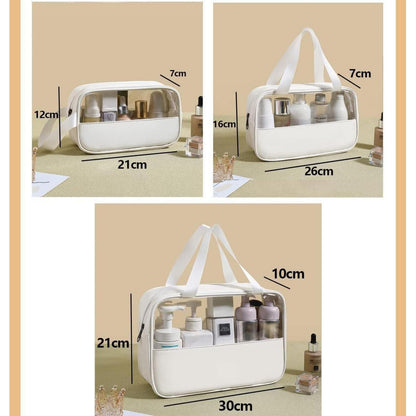 Kosmetiktasche Transparent PVC 3er Set Wasserdicht Weiß