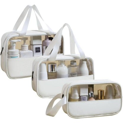 Kosmetiktasche Transparent PVC 3er Set Wasserdicht Weiß