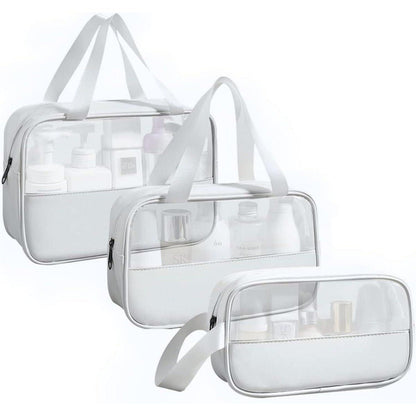 Kosmetiktasche Transparent PVC 3er Set Wasserdicht Weiß