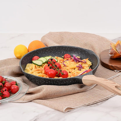 JEETEE Aluminium Bratpfanne 20 cm Induktion Gas langlebig ergonomisch sicher PFOA-frei Grau