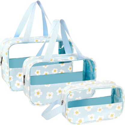 Kosmetiktasche Transparent PVC 3er Set Wasserdicht Schwarz