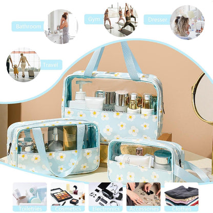 Kosmetiktasche Transparent PVC 3er Set Wasserdicht Schwarz