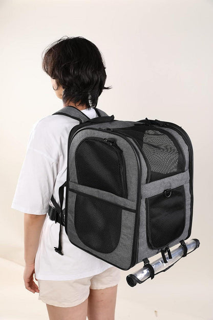 Erweiterbarer Katzenrucksack Hunderucksack Haustier Tragetasche Grau