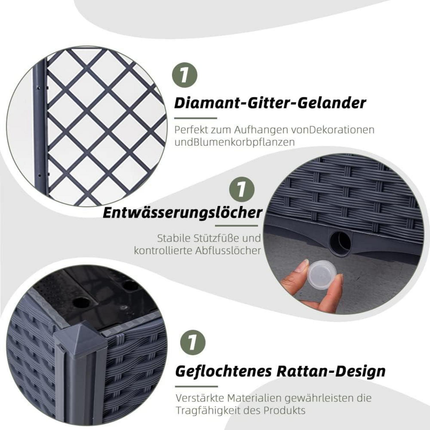 Pflanzkübel mit Rankgitter für Kletterpflanzen und Hochbeet