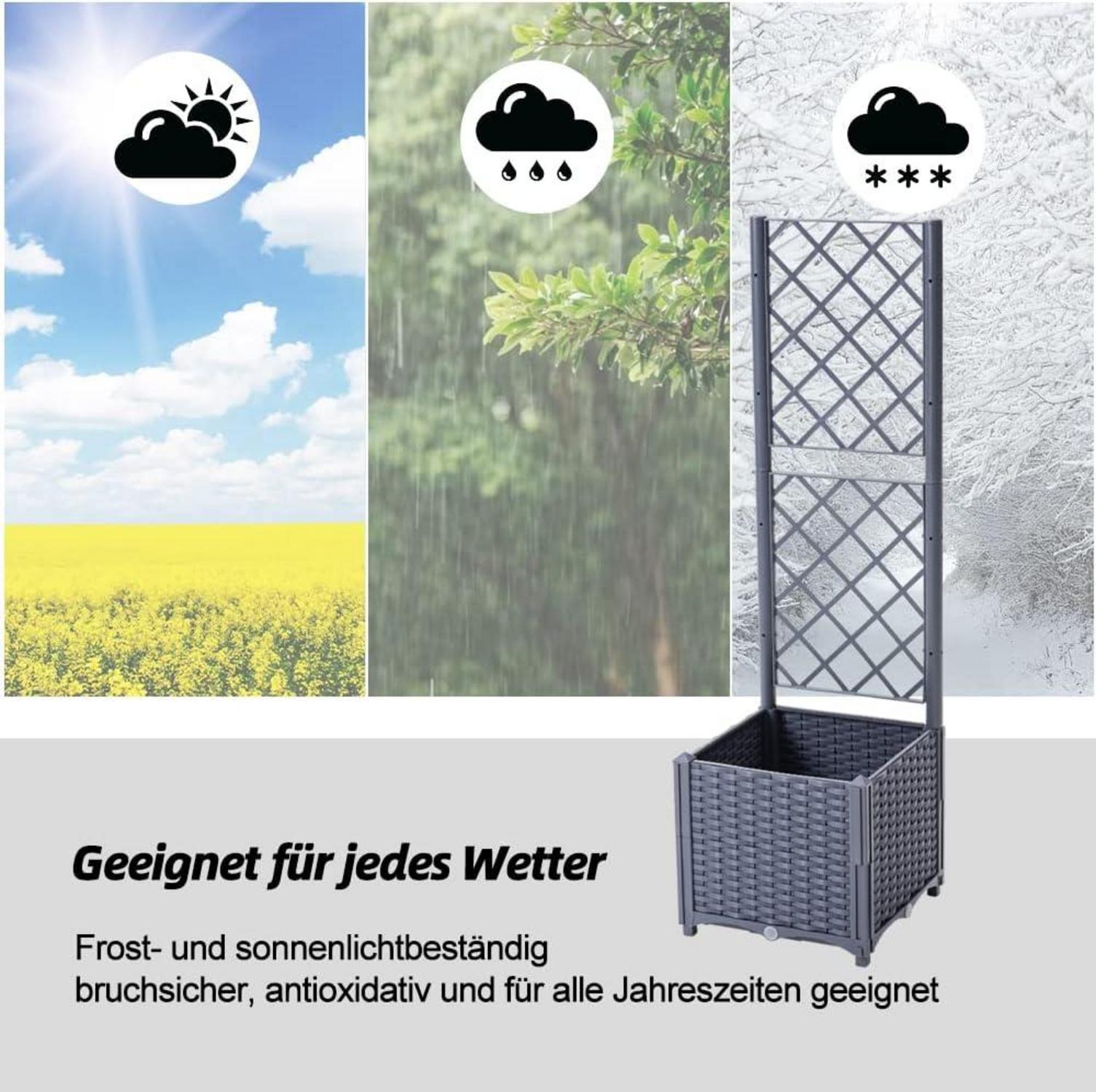 Mingone Pflanzkübel Spalier Rattan Kletterpflanzenkasten Hochbeet 40x40cm