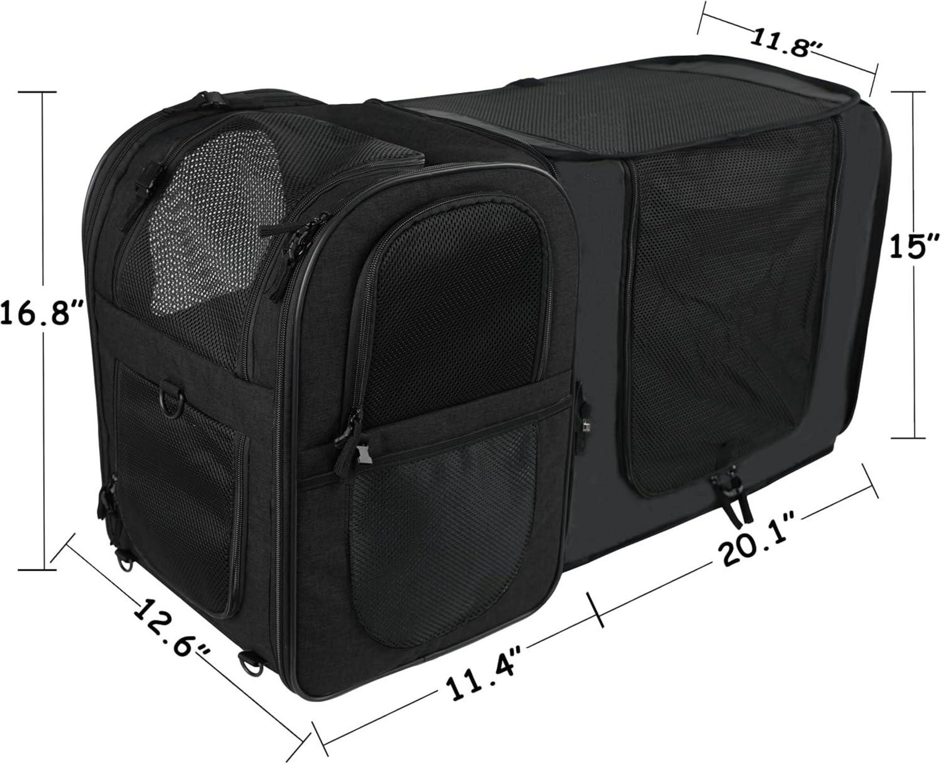 Erweiterbarer Katzen- und Hunderucksack Schwarz